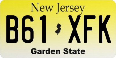 NJ license plate B61XFK