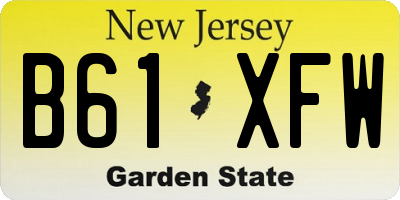 NJ license plate B61XFW