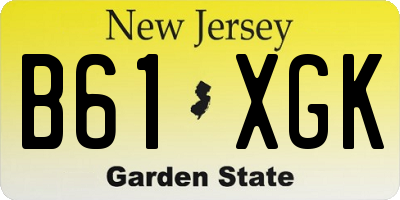 NJ license plate B61XGK