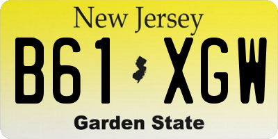 NJ license plate B61XGW