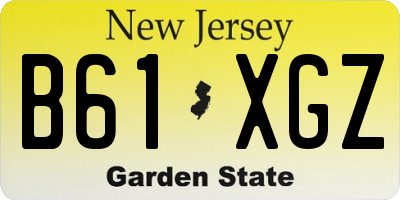 NJ license plate B61XGZ
