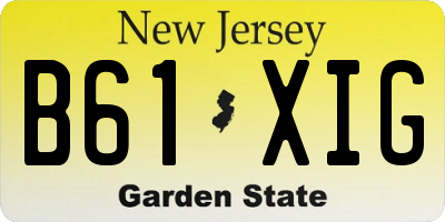 NJ license plate B61XIG
