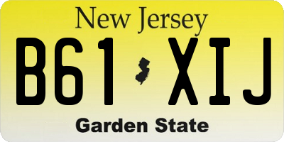 NJ license plate B61XIJ