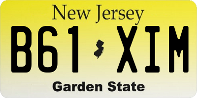 NJ license plate B61XIM