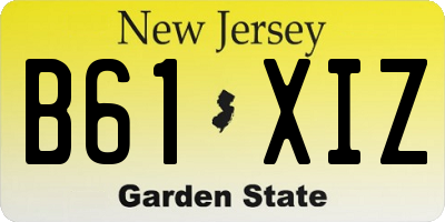 NJ license plate B61XIZ