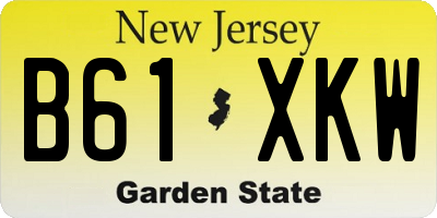 NJ license plate B61XKW