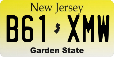 NJ license plate B61XMW