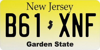 NJ license plate B61XNF