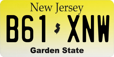 NJ license plate B61XNW