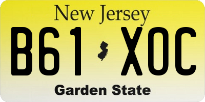 NJ license plate B61XOC