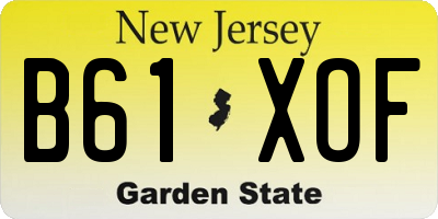 NJ license plate B61XOF
