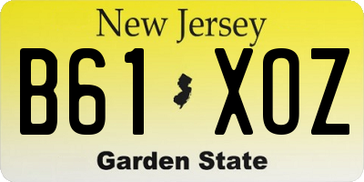 NJ license plate B61XOZ