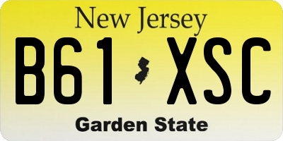 NJ license plate B61XSC