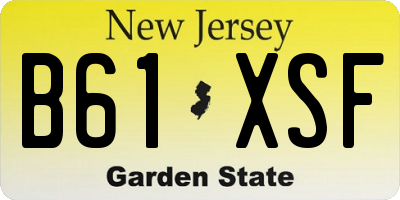 NJ license plate B61XSF