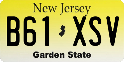 NJ license plate B61XSV