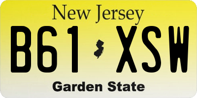 NJ license plate B61XSW