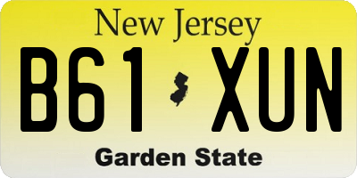 NJ license plate B61XUN
