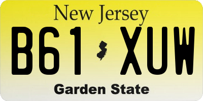 NJ license plate B61XUW