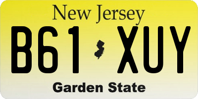 NJ license plate B61XUY