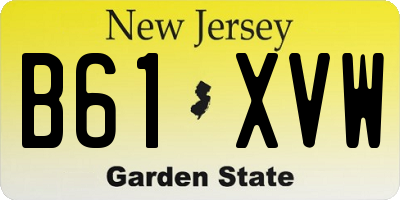 NJ license plate B61XVW