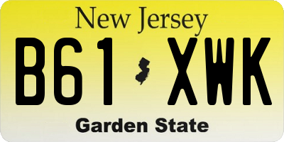 NJ license plate B61XWK