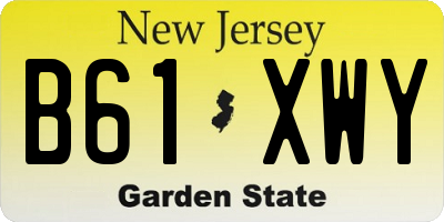 NJ license plate B61XWY