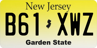 NJ license plate B61XWZ