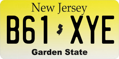 NJ license plate B61XYE