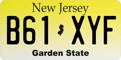 NJ license plate B61XYF
