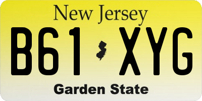 NJ license plate B61XYG