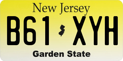 NJ license plate B61XYH