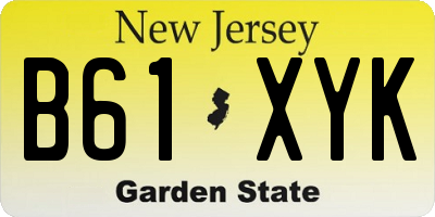 NJ license plate B61XYK