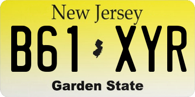 NJ license plate B61XYR