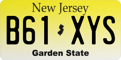 NJ license plate B61XYS