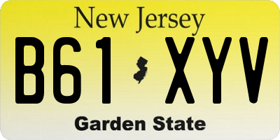 NJ license plate B61XYV