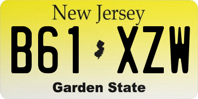NJ license plate B61XZW