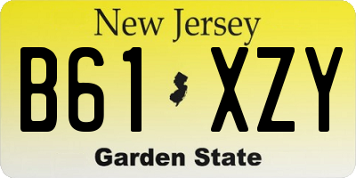 NJ license plate B61XZY
