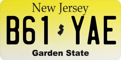 NJ license plate B61YAE