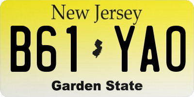 NJ license plate B61YAO