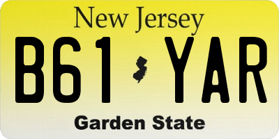 NJ license plate B61YAR