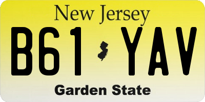 NJ license plate B61YAV