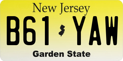 NJ license plate B61YAW