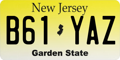 NJ license plate B61YAZ