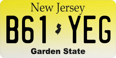 NJ license plate B61YEG