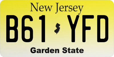 NJ license plate B61YFD