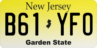 NJ license plate B61YFO