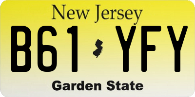 NJ license plate B61YFY