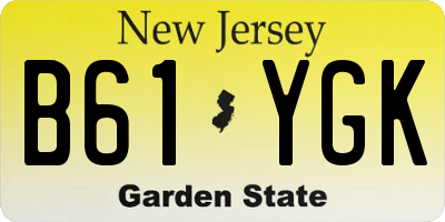 NJ license plate B61YGK