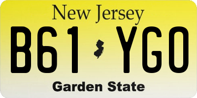 NJ license plate B61YGO