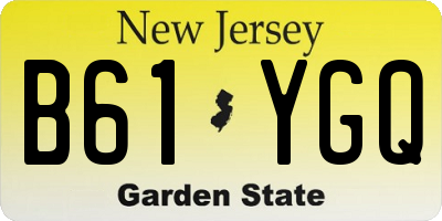 NJ license plate B61YGQ